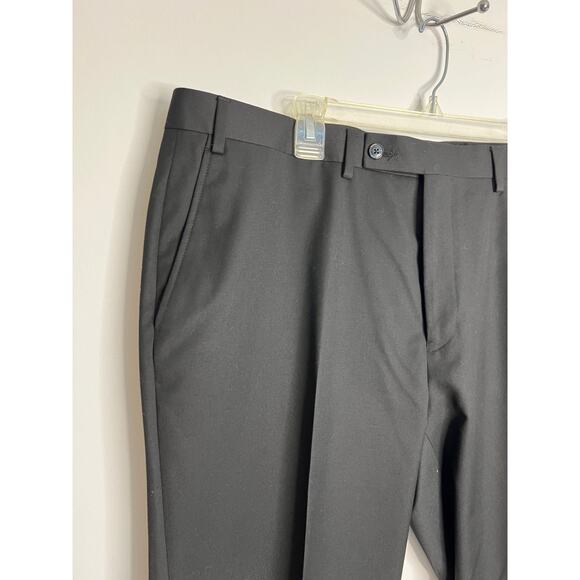 Van Heusen Mens Size 40x30 Black Flat Front Polyester Dress Pants - Picture 3 of 9